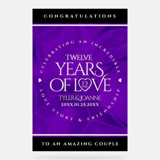 Elegant 12e Jubileum-feestdag zijderoute Acryl Bord (Voorkant)