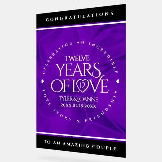 Elegant 12e Jubileum-feestdag zijderoute Acryl Bord (Hoek)