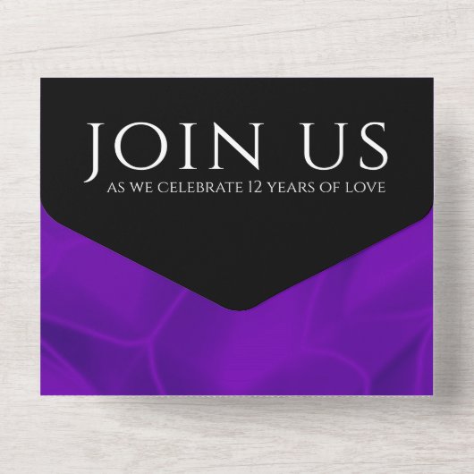 Elegant 12e Jubileum-feestdag zijderoute All In One Uitnodiging (Achterkant)