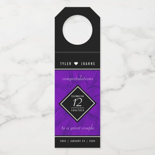 Elegant 12e Jubileum-feestdag zijderoute Flessenhanger (Voorkant)