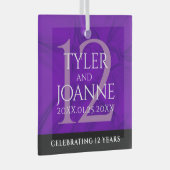 Elegant 12e Jubileum-feestdag zijderoute Glas Ornament (Voorkant Rechts)