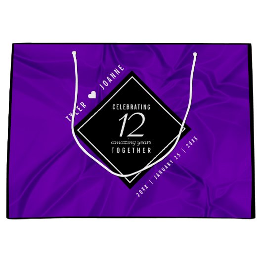 Elegant 12e Jubileum-feestdag zijderoute Groot Cadeauzakje (Voorkant)