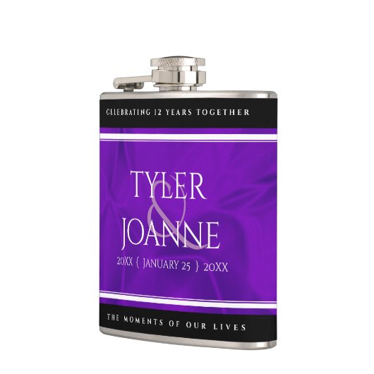 Elegant 12e Jubileum-feestdag zijderoute Heupfles (Links)