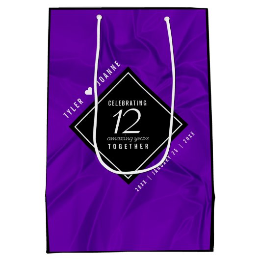 Elegant 12e Jubileum-feestdag zijderoute Medium Cadeauzakje (Achterkant)