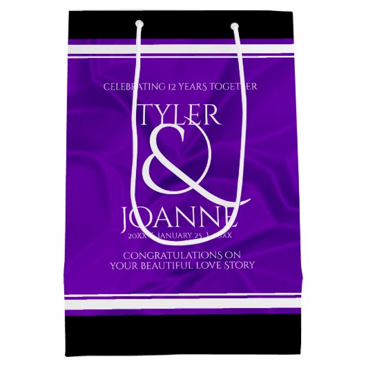 Elegant 12e Jubileum-feestdag zijderoute Medium Cadeauzakje (Achterkant)