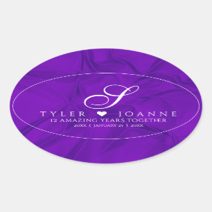 Elegant 12e Jubileum-feestdag zijderoute Ovale Sticker