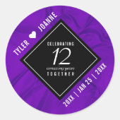 Elegant 12e Jubileum-feestdag zijderoute Ronde Sticker (Voorkant)