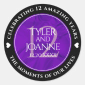 Elegant 12e Jubileum-feestdag zijderoute Ronde Sticker (Voorkant)