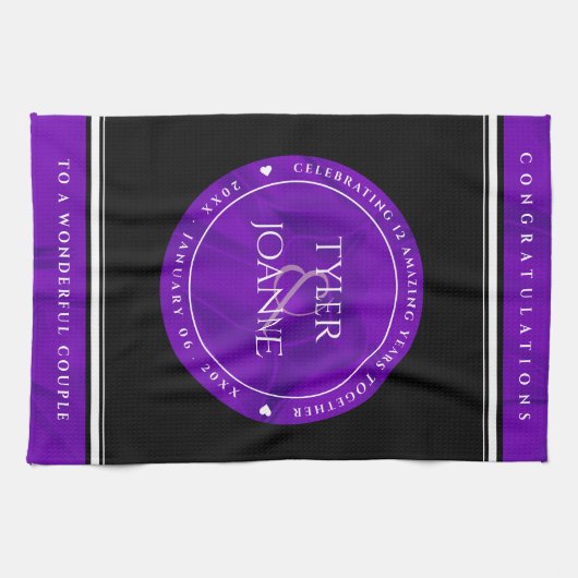 Elegant 12e Jubileum-feestdag zijderoute Theedoek (Horizontaal)