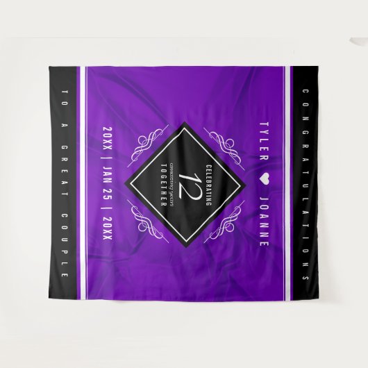 Elegant 12e Jubileum-feestdag zijderoute Wandkleed (Voorkant (horizontaal))