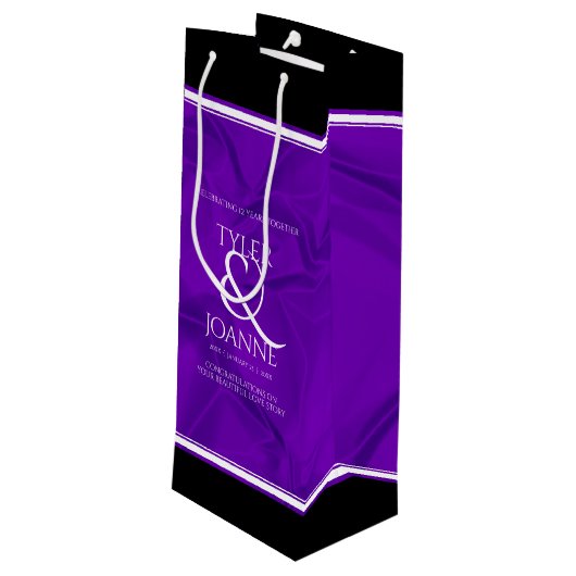 Elegant 12e Jubileum-feestdag zijderoute Wijn Cadeautas (Achterkant Gekanteld)