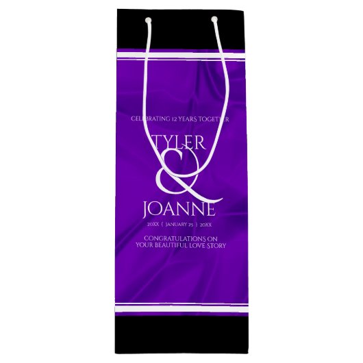 Elegant 12e Jubileum-feestdag zijderoute Wijn Cadeautas (Voorkant)