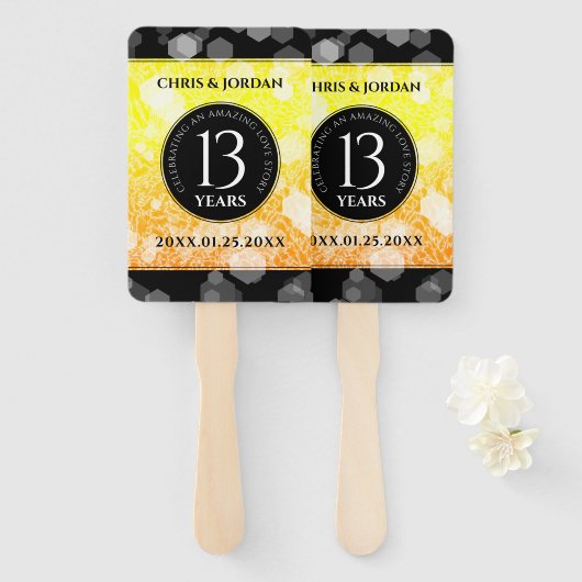 Elegant 13th Citrine Wedding Jubileum Handwaaier (Voorkant en achterkant)