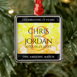 Elegant 13th Citrine Wedding Jubileum Metalen Ornament