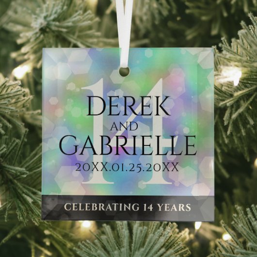 Elegant 14e Jubileum voor opalbruiloft Glas Ornament (Insitu)