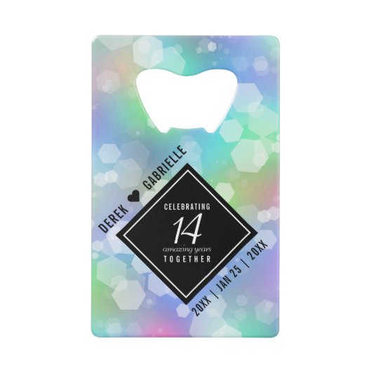Elegant 14e Jubileum voor opalbruiloft Kredietkaart Flessenopener (Voorkant)