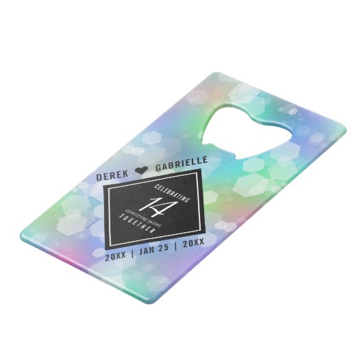 Elegant 14e Jubileum voor opalbruiloft Kredietkaart Flessenopener (Voorkant Gekanteld)