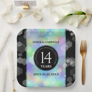Elegant 14e Jubileum voor opalbruiloft Papieren Bordje