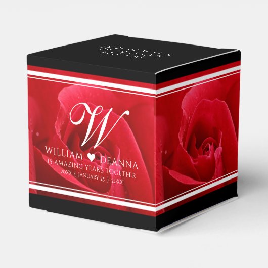 Elegant 15e 26e Roos Wedding Jubileum Bedankdoosjes (Achterkant)