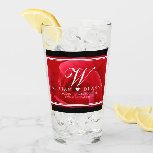 Elegant 15e 26e Roos Wedding Jubileum Glas (Voorkant ijs)