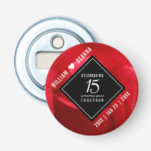 Elegant 15th Roos Wedding Jubileum Celebration Button Flesopener