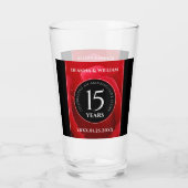 Elegant 15th Roos Wedding Jubileum Celebration Glas (Achterkant)