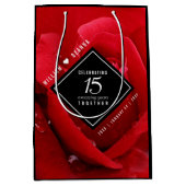 Elegant 15th Roos Wedding Jubileum Celebration Medium Cadeauzakje (Voorkant)