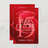 Elegant 15th Roos Wedding Jubileum Table Kaart (Voorkant / Achterkant)