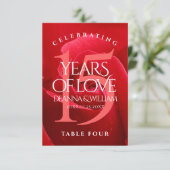 Elegant 15th Roos Wedding Jubileum Table Kaart (Staand voorkant)