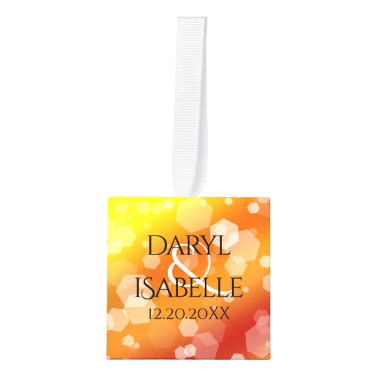 Elegant 16e Golden Topaz Wedding Jubileum Kubus Ornament (Voorkant)