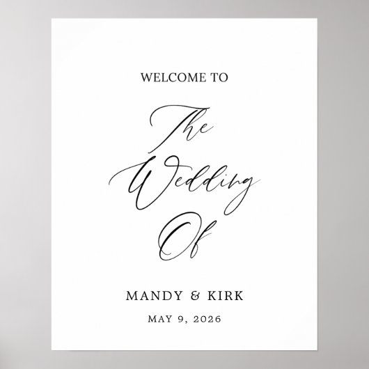 Elegant 16x20 Welcome Wedding Sign | Personalized  Poster (Voorkant)