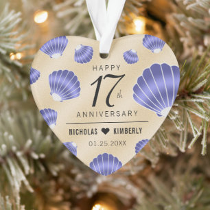 Elegant 17th Shells Beach Sand Wedding Jubileum Ornament
