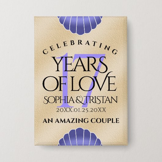 Elegant 17th Shells Wedding Jubileum Button (Voorkant)