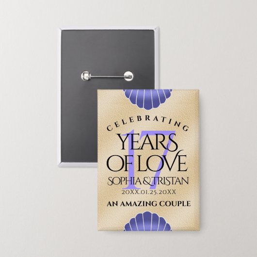 Elegant 17th Shells Wedding Jubileum Button (Voorkant / Achterkant)