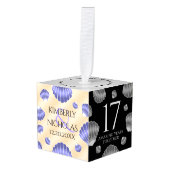 Elegant 17th Shells Wedding Jubileum Kubus Ornament (Voorkant hoekig)