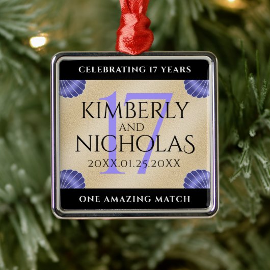 Elegant 17th Shells Wedding Jubileum Metalen Ornament (Boom)