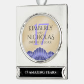 Elegant 17th Shells Wedding Jubileum Verzilverd Banner Ornament (Links)