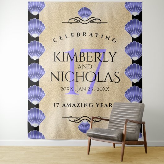 Elegant 17th Shells Wedding Jubileum Wandkleed (In situ)