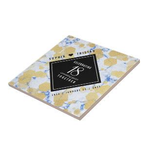 Elegant 18e Porcelain Wedding Jubileum Tegeltje