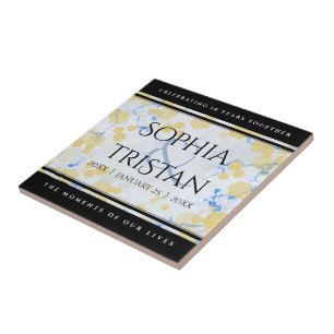 Elegant 18e Porcelain Wedding Jubileum Tegeltje