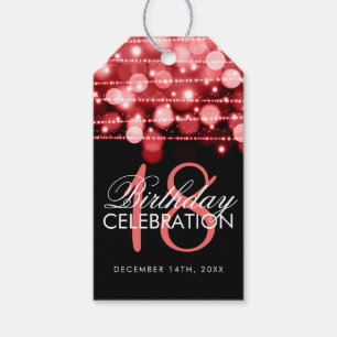 Elegant 18th Birthday Party Sparkles Red Cadeaulabel