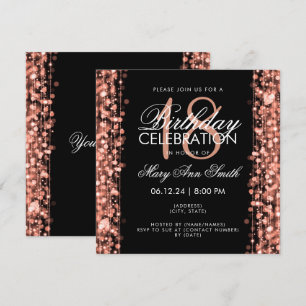 Elegant 18th Birthday Party Sparkles Roos Gold Kaart