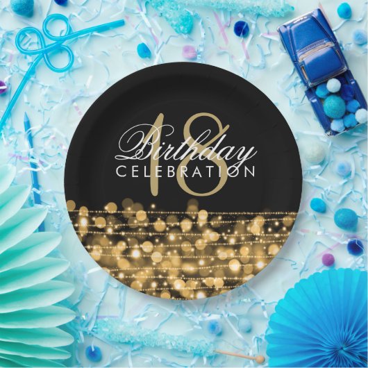 Elegant 18th Birthday Party Sparkles Roos Gold Papieren Bordje (Feest)