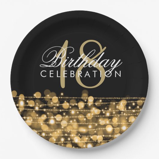 Elegant 18th Birthday Party Sparkles Roos Gold Papieren Bordje (Voorkant)