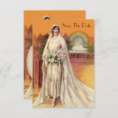 Elegant 1930s bruidend huwelijk sparen de Datum Kaart (Voorkant / Achterkant)