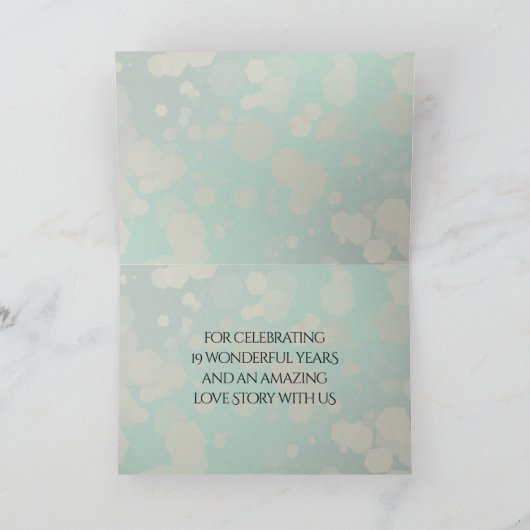 Elegant 19th Jade Wedding Jubileum Celebration Bedankkaart (Binnen)