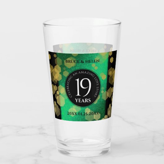 Elegant 19th Jade Wedding Jubileum Celebration Glas (Achterkant)