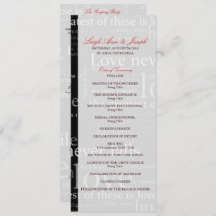 Elegant 1 Corinthians 13 Wedding Programme Kaart