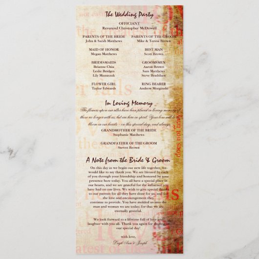 Elegant 1 Korintiërs 13 Trouwprogramma Programma (Achterkant)