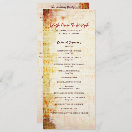 Elegant 1 Korintiërs 13 Trouwprogramma Programma (Voorkant / Achterkant)